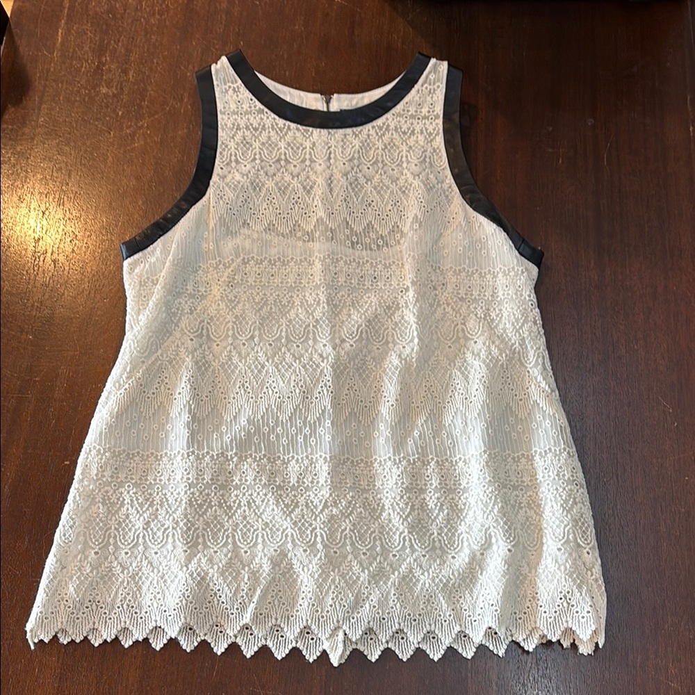 Nanette Lepore White and Black Lace‎ Tank Top